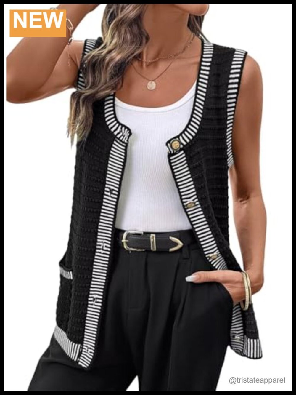 Sleeveless Button Down Knit Cardigan Vest